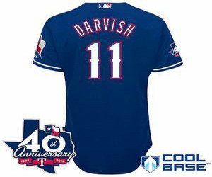 youth mlb jerseys texas rangers #11 darvish blue(40th anniversary)
