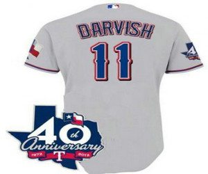 youth mlb jerseys texas rangers #11 darvish grey(40th anniversary)