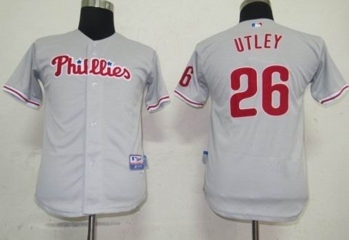 youth mlb philadephia phillis 26 chase utley grey