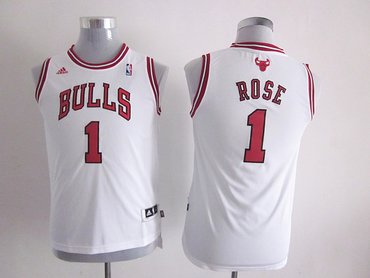 youth nba jerseys chicago bulls #1 rose white