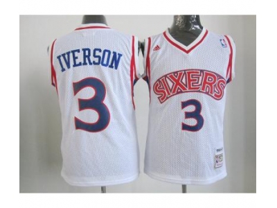 youth NBA Philadelphia 76ers #3 Iverson White Jerseys 