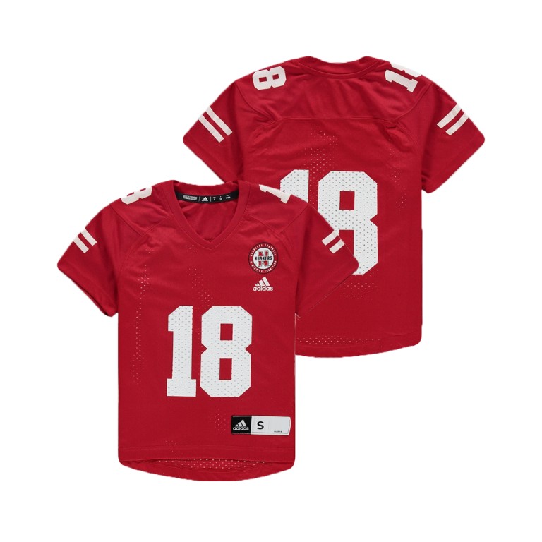 youth nebraska cornhuskers 18 scarlet college football replica jersey