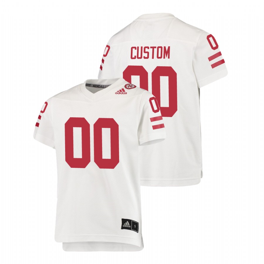 youth nebraska cornhuskers custom white replica college football jersey