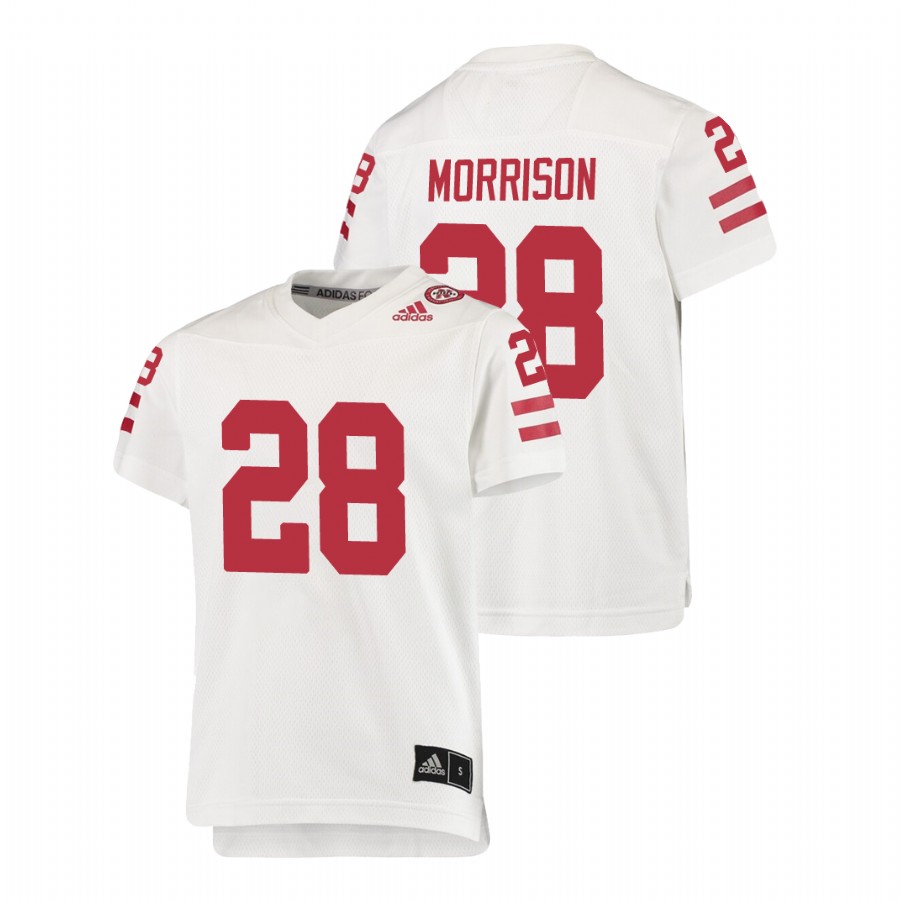 youth nebraska cornhuskers sevion morrison white replica college football jersey
