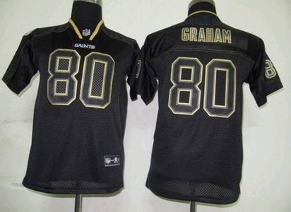 youth new orleans saints 80 graham lights out black jerseys