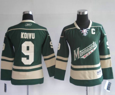 youth nhl jerseys minnesota wild 9# koivu greed