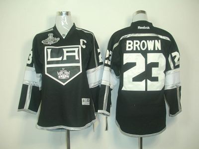 youth nhl los angeles kings #23 brown black-white jerseys (2012 stanley cup champions)