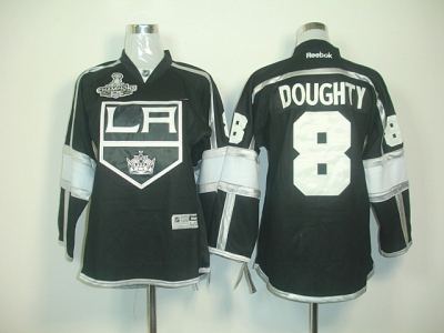 youth nhl los angeles kings #8 doughty black-white jerseys (2012 stanley cup champions)