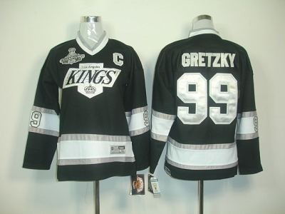 youth nhl los angeles kings #99 gretzky black-white jerseys (2012 stanley cup champions)