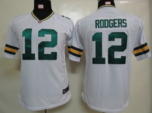 youth NEW green bay packers 12 aaron rodgers white jerseys
