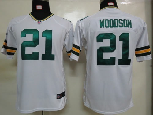 youth NEW green bay packers 21 charles woodson white jerseys