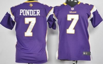 youth NEW nfl minnesota vikings 7 christian ponder purple jerseys