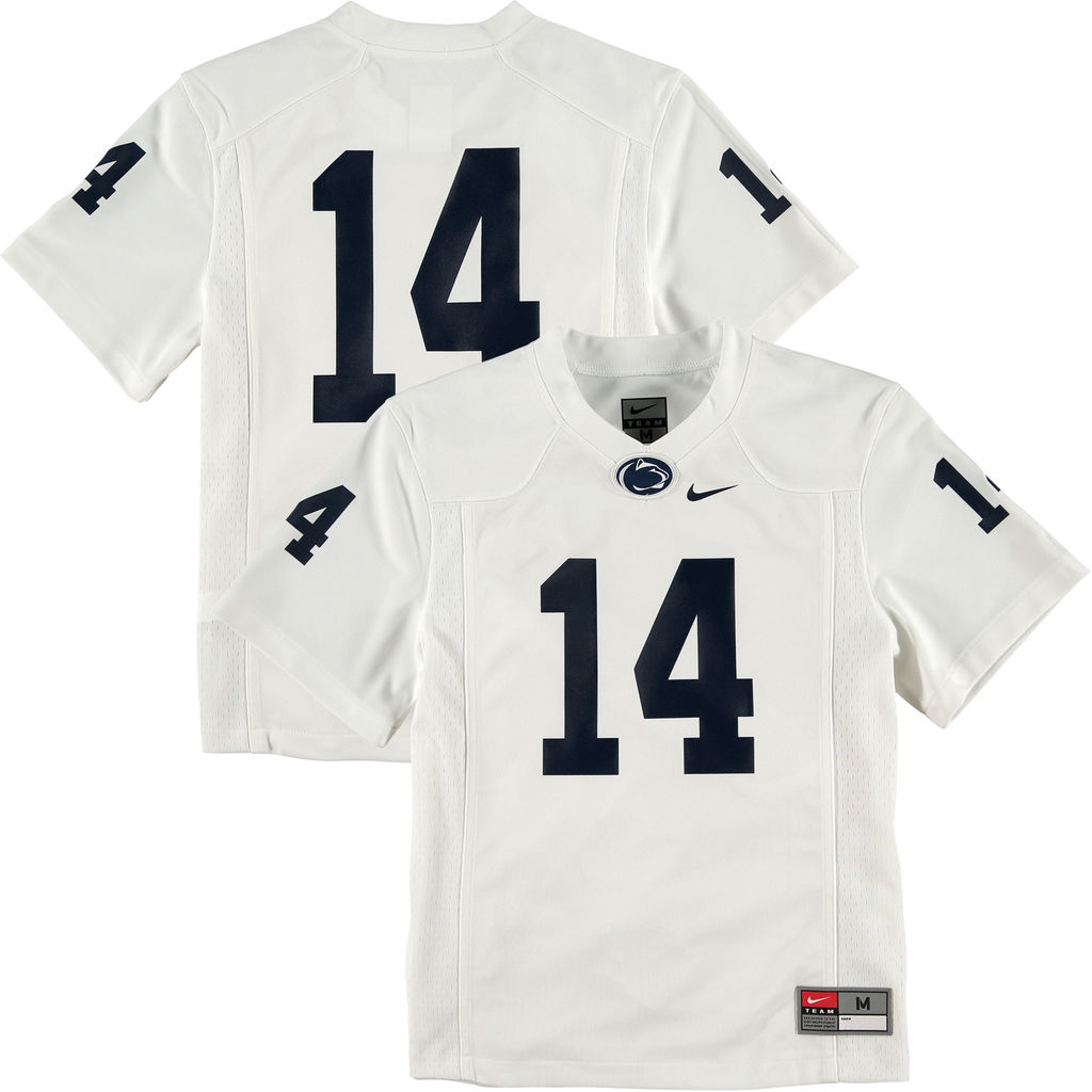 youth nittany lions white 14 college football jersey