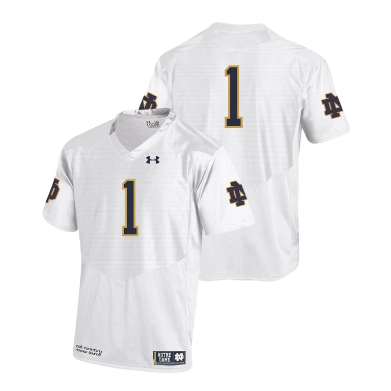 youth notre dame fighting irish 1 white college football team replica jersey