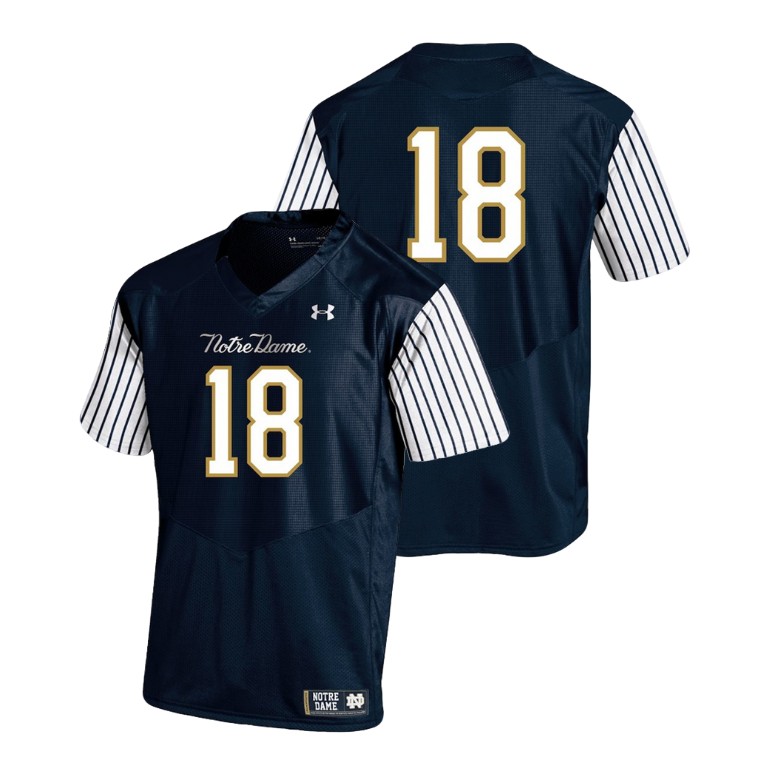 youth notre dame fighting irish 18 navy 2018 shamrock series pinstripe football jersey