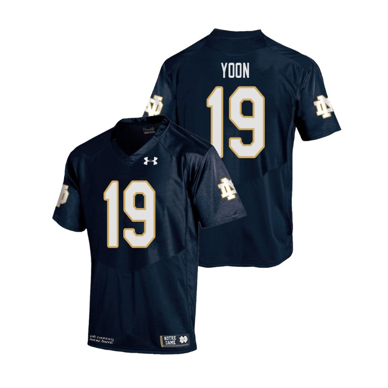 youth notre dame fighting irish 19 justin yoon navy college football replica jersey