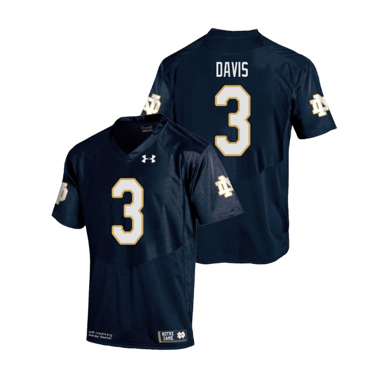 youth notre dame fighting irish 3 avery davis navy college football replica jersey