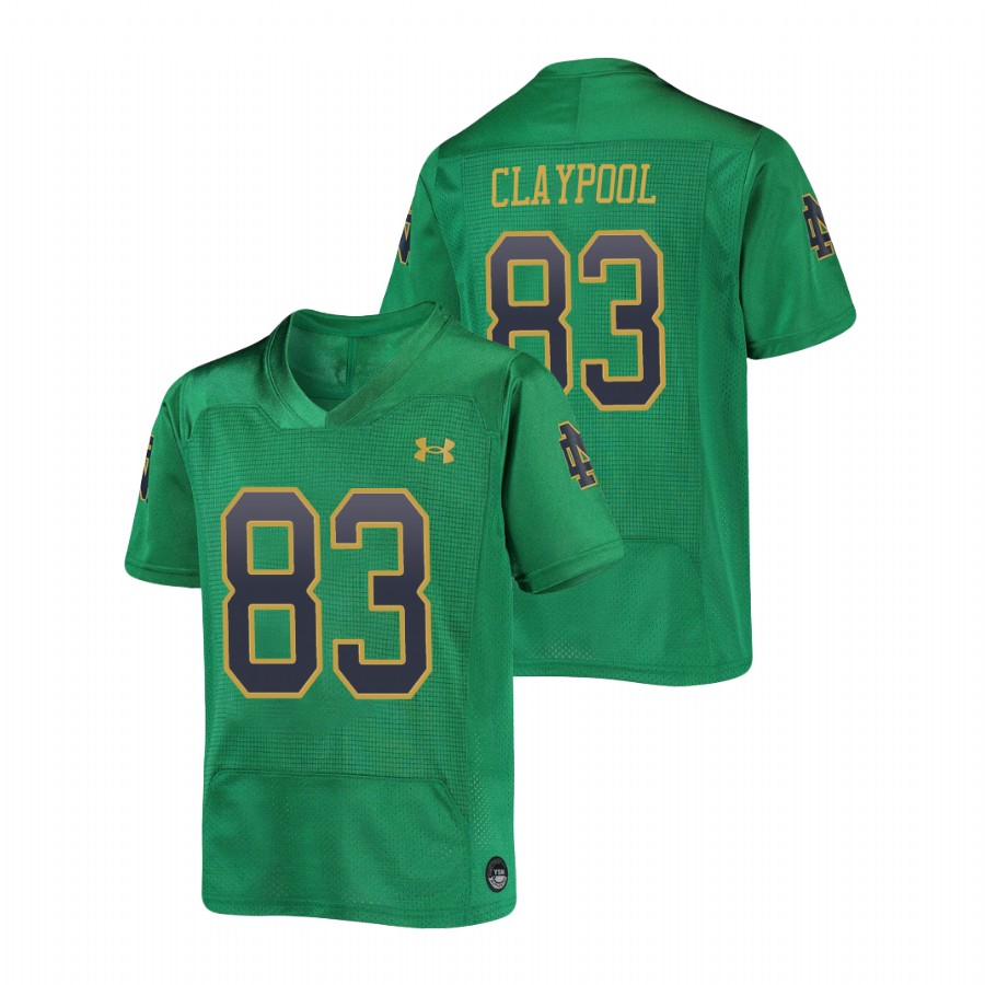 youth notre dame fighting irish chase claypool football replica green jersey