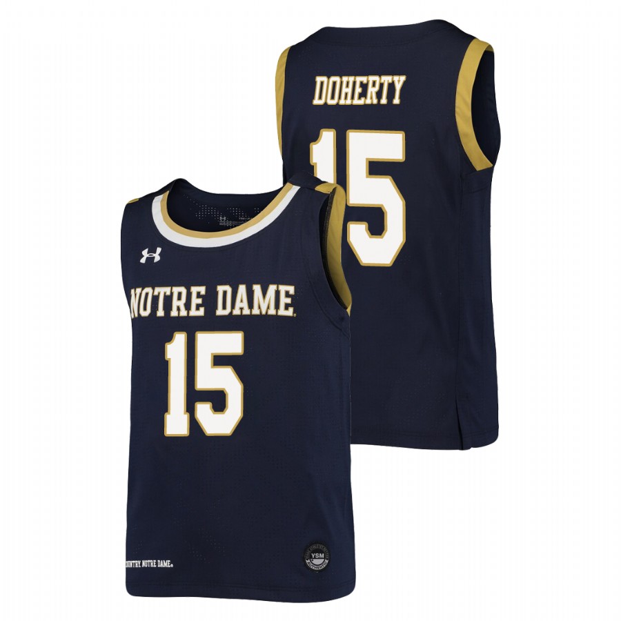 youth notre dame fighting irish chris doherty college basketball replica navy jersey