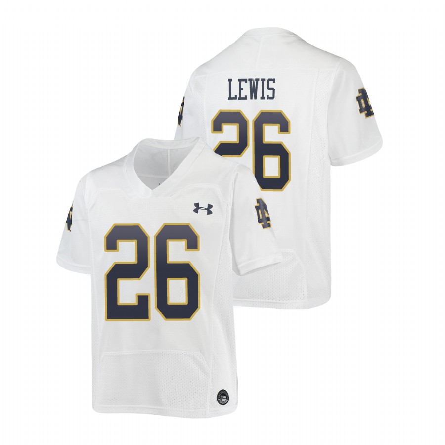 youth notre dame fighting irish clarence lewis football replica white jersey