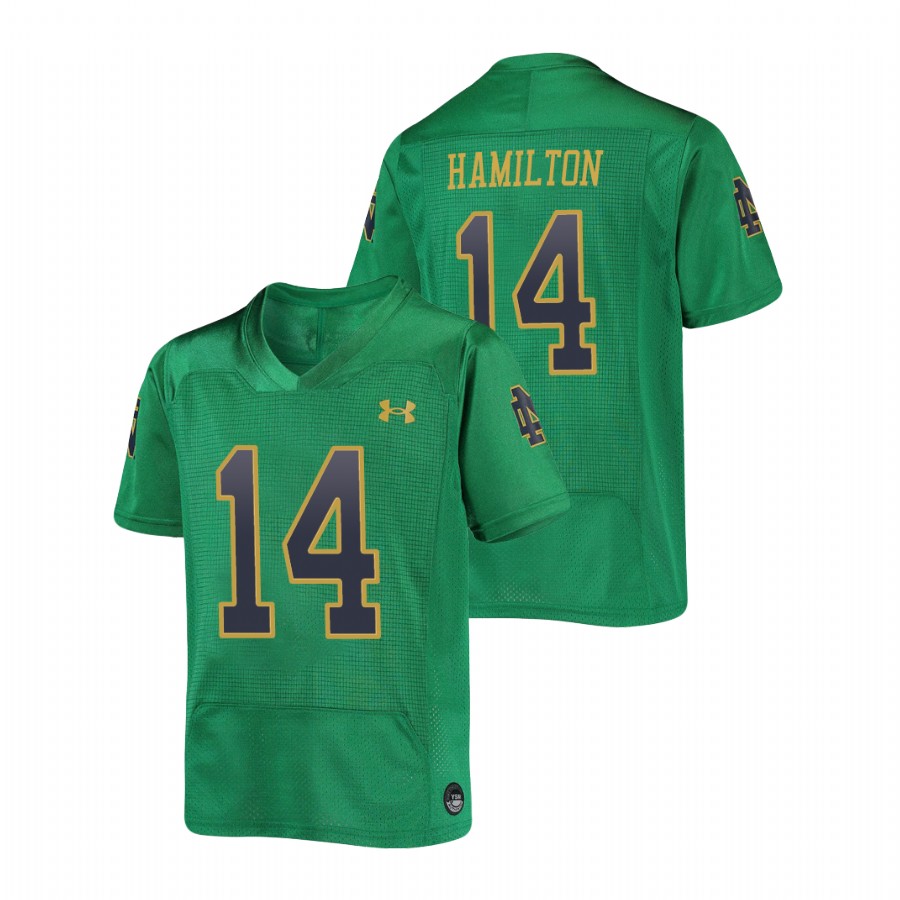 youth notre dame fighting irish kyle hamilton football replica green jersey