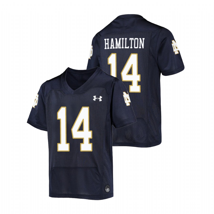 youth notre dame fighting irish kyle hamilton football replica navy jersey
