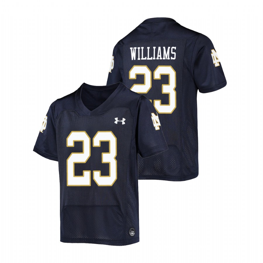 youth notre dame fighting irish kyren williams football replica navy jersey