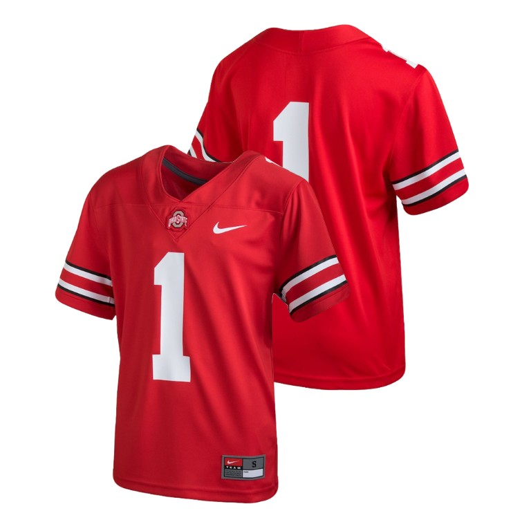 youth ohio state buckeyes 1 scarlet college football team replica jersey