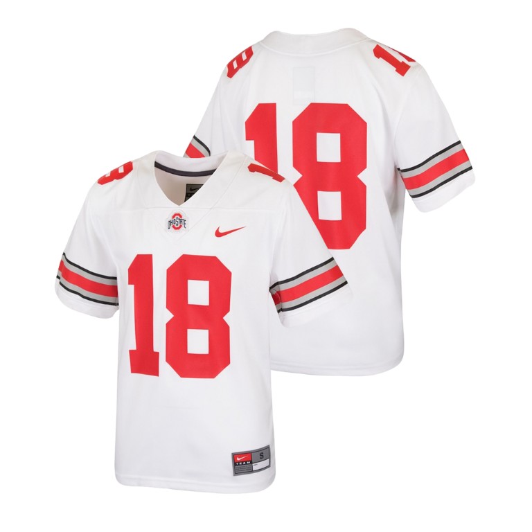 youth ohio state buckeyes 18 white college football replica jersey