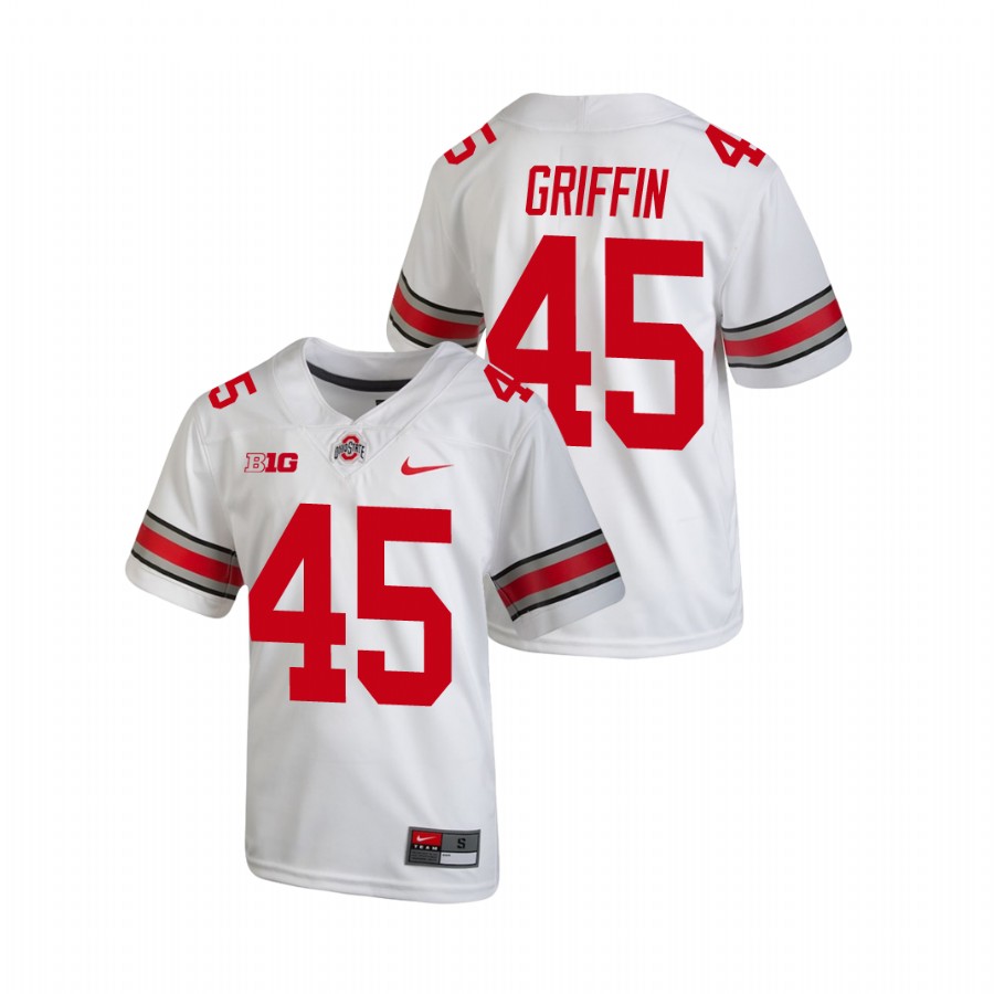 youth ohio state buckeyes archie griffin white replica college football jersey