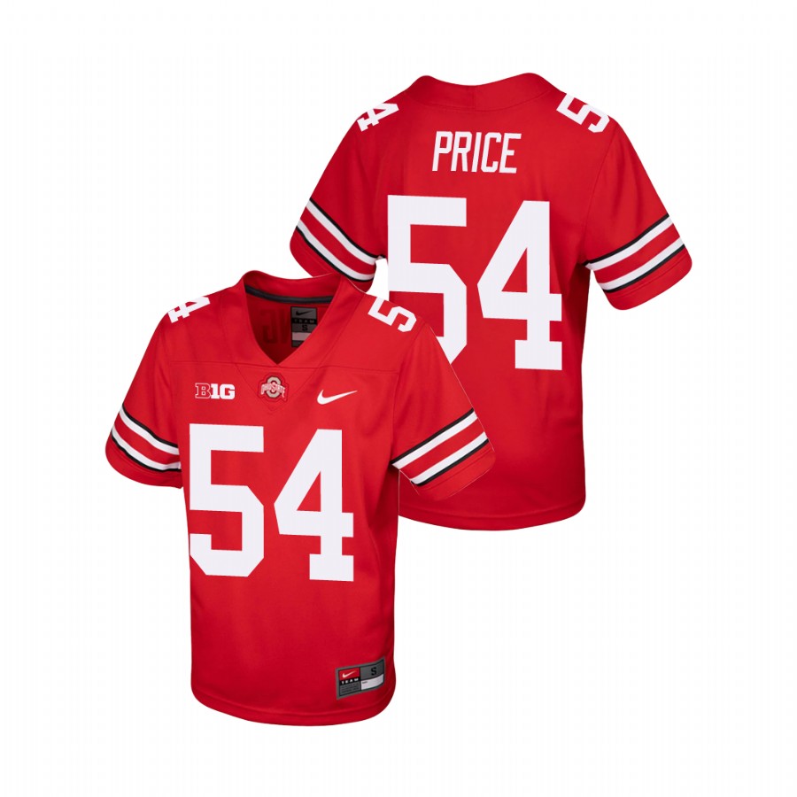 youth ohio state buckeyes billy price scarlet college football replica jersey