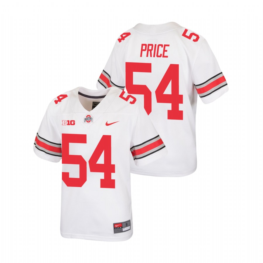 youth ohio state buckeyes billy price white replica football jersey