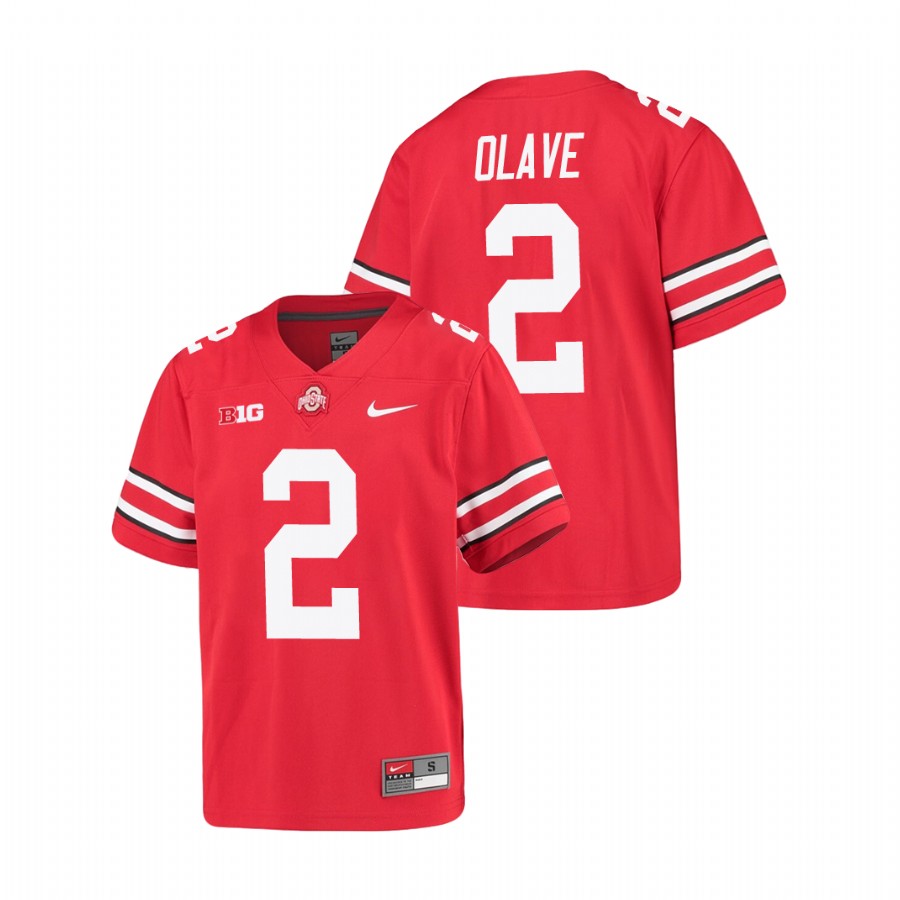 youth ohio state buckeyes chris olave scarlet alumni football game jersey