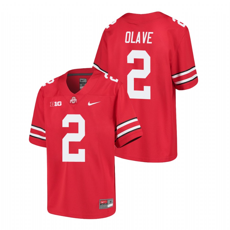 youth ohio state buckeyes chris olave scarlet college football jersey