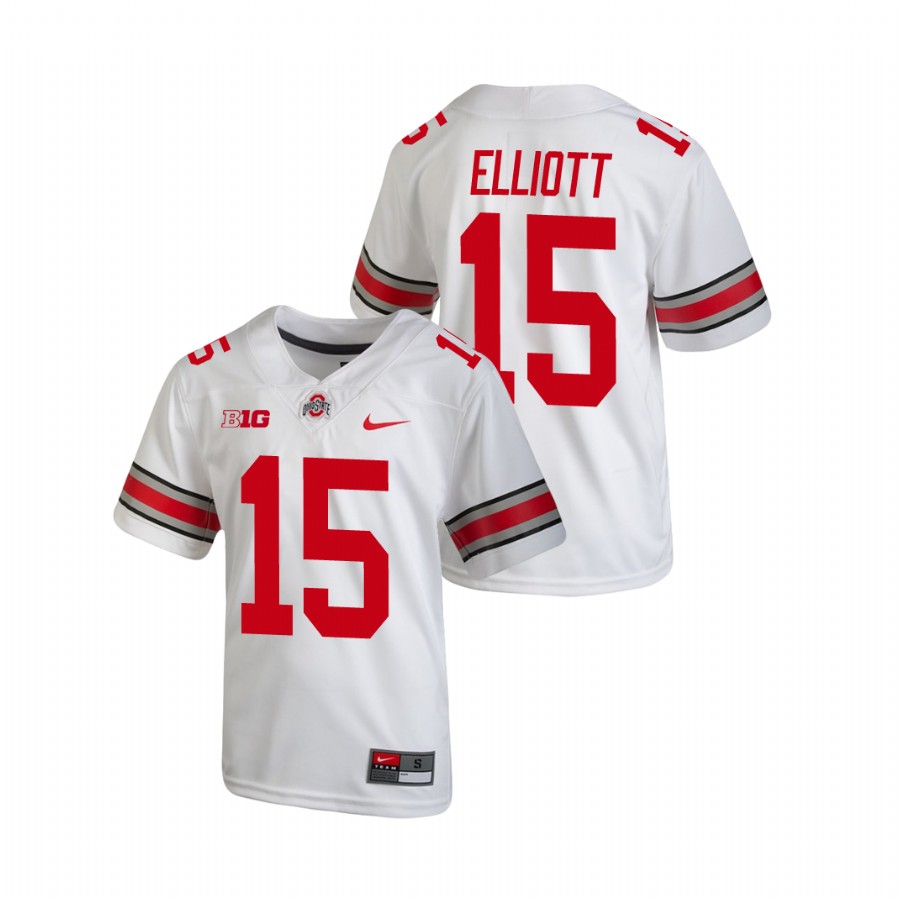 youth ohio state buckeyes ezekiel elliott white replica college football jersey