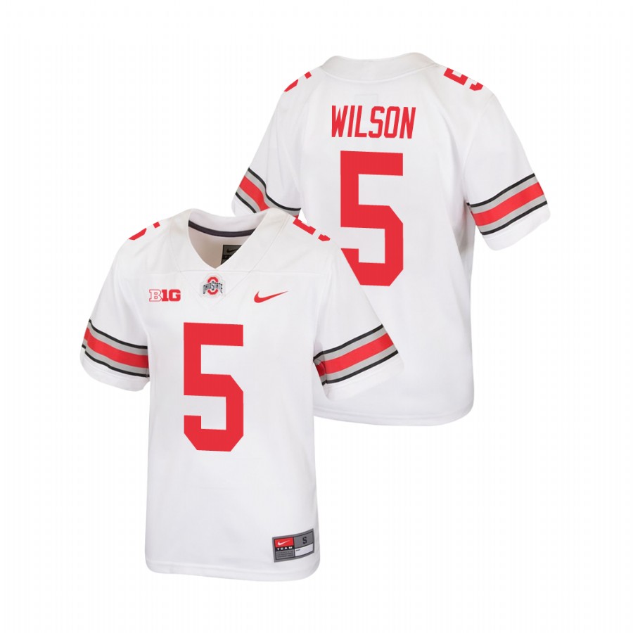 youth ohio state buckeyes garrett wilson white replica football jersey
