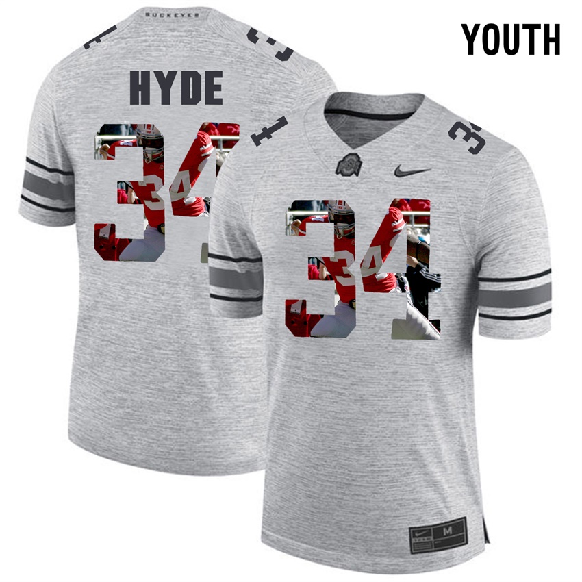 youth ohio state buckeyes gray camecarlos hyde college football jersey