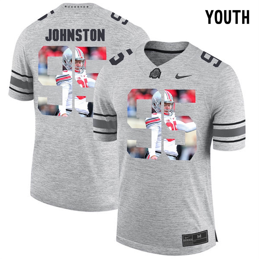youth ohio state buckeyes gray cameron johnston college football jersey
