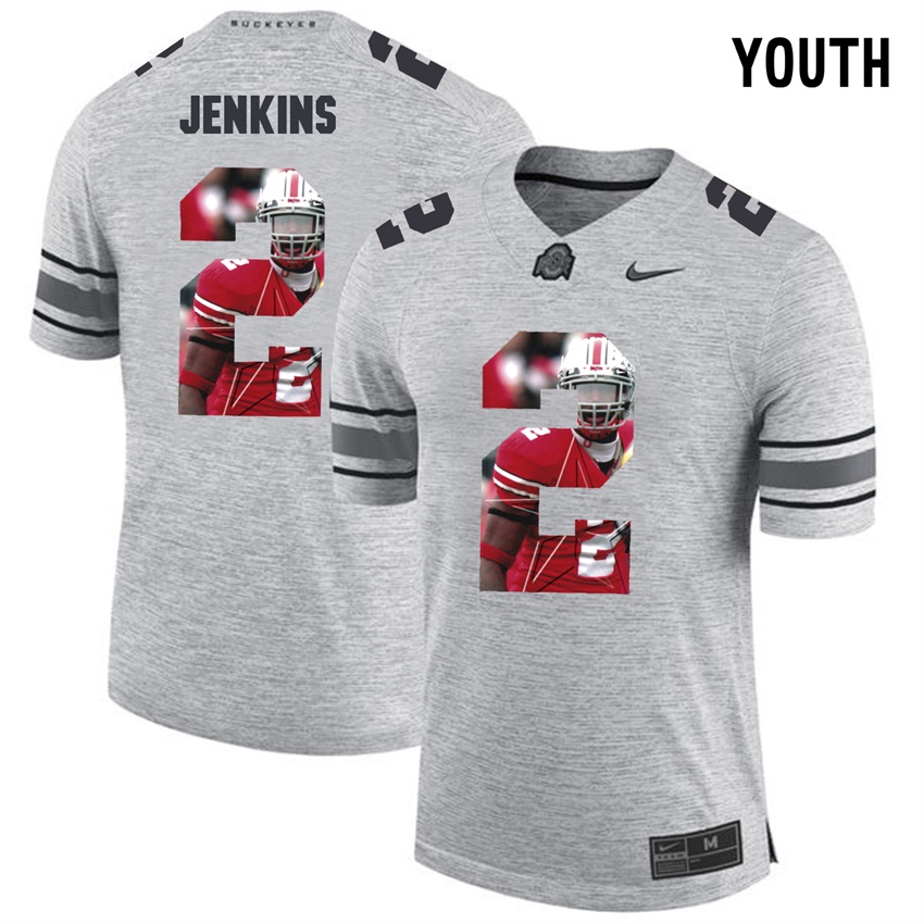 youth ohio state buckeyes gray malcolm jenkins college football jersey