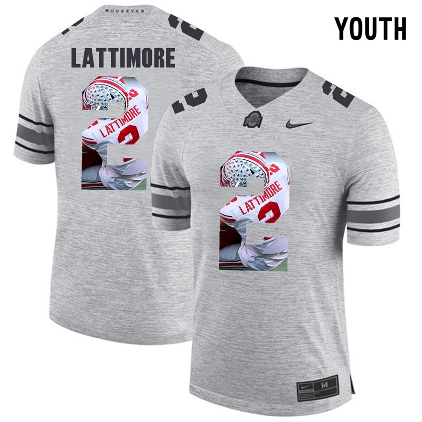 youth ohio state buckeyes gray marshon lattimore college football jersey