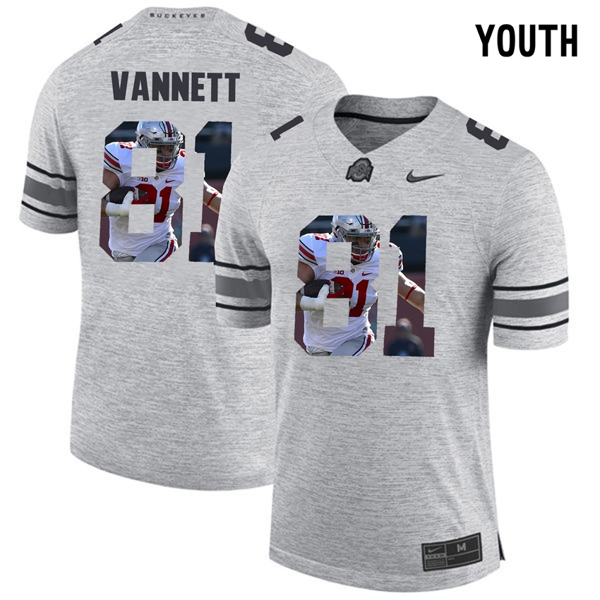 youth ohio state buckeyes gray nick vannett college football jersey
