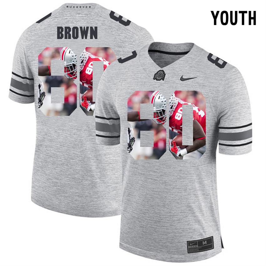youth ohio state buckeyes gray noah brown college football jersey