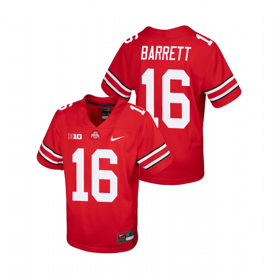 youth ohio state buckeyes j.t. barrett scarlet college football replica jersey