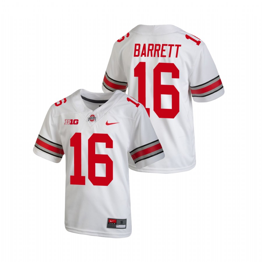 youth ohio state buckeyes j.t. barrett white replica college football jersey