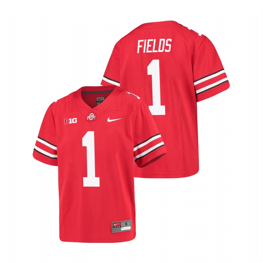 youth ohio state buckeyes justin fields scarlet alumni football game jersey