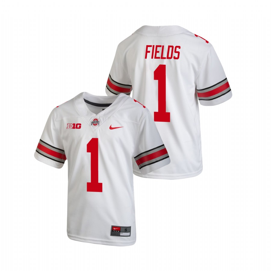 youth ohio state buckeyes justin fields white replica college football jersey