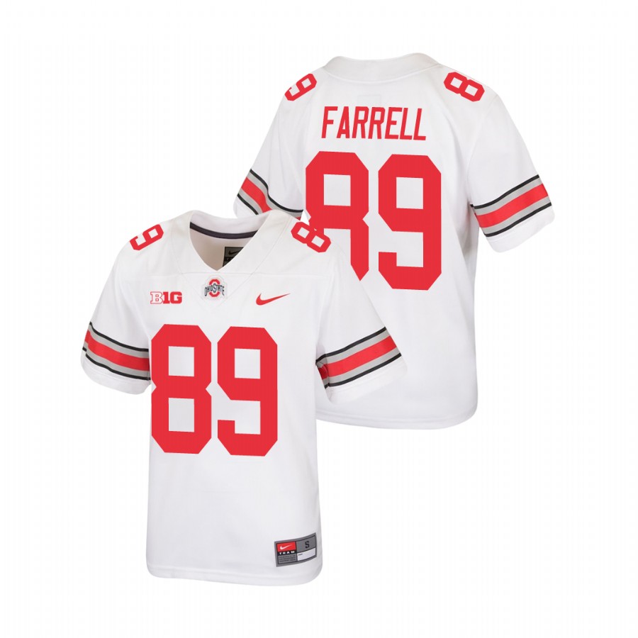 youth ohio state buckeyes luke farrell white replica football jersey