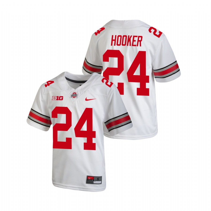 youth ohio state buckeyes malik hooker white replica college football jersey