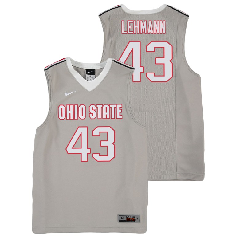 youth ohio state buckeyes matt lehmann gray replica college basketball jersey