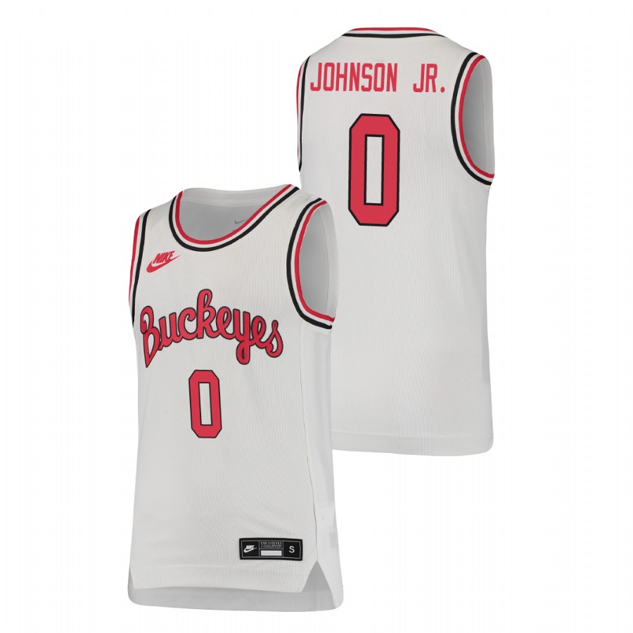 youth ohio state buckeyes meechie johnson jr. basketball throwback white jersey
